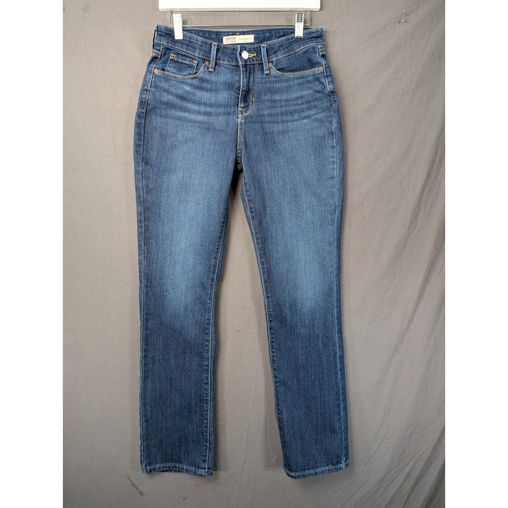 Signature by Levi Strauss Mid-Rise Straight Jeans Blue Denim Womens 2M W26 L32